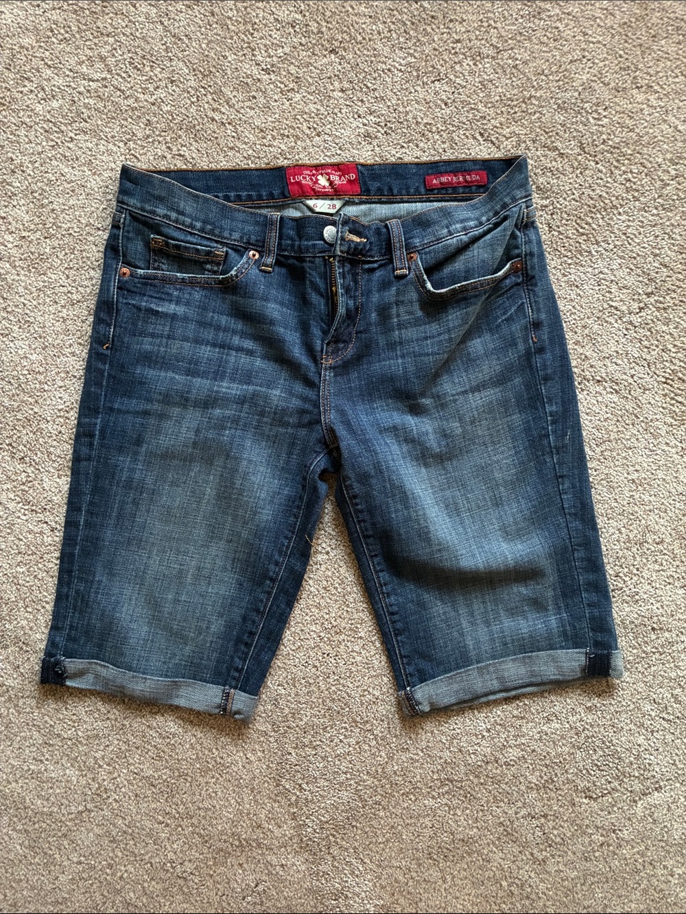 Lucky Brand Blue Rolled Cuff Denim Bermuda Shorts size 6/28
